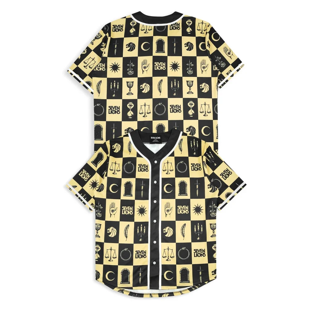 SEVEN LIONS - CHECKERED EDM Rave Baseball Jersey size XL XLarge